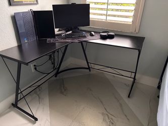 Black L-Shaped Corner Desk
