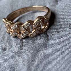 10k Rose Gold Diamond Cuban Ring 