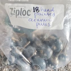 Hand Painted Blue And White Ceramic Drawer Pulls