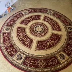 Round Carpet Looks New Red Two Carpet 