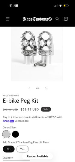 E bike peg kit