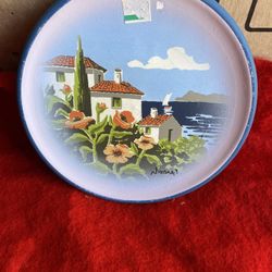 5.5 Inch Handmade Hand Painted In Greece Ceramic Greek Design Wall Hanging Plate Imported From Greece