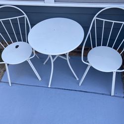 Three Piece Outdoor Table And Two Chairs