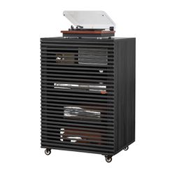 LEVNARY Black 5-Tier Media Cabinet - Open Box Never Assembled