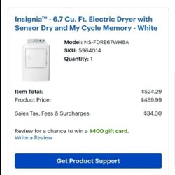Insignia Washer And Dryer Set, Electric, Like New