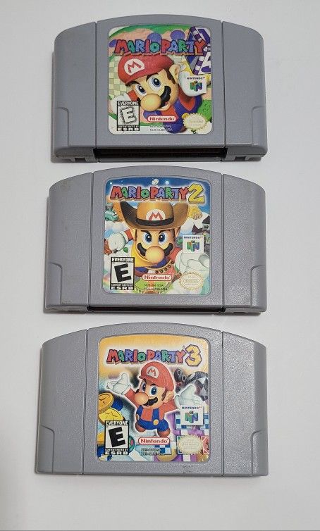 Mario Party 1 + Mario Party 2 + Mario Party 3 Authentic N64 Game Lot Carts Only