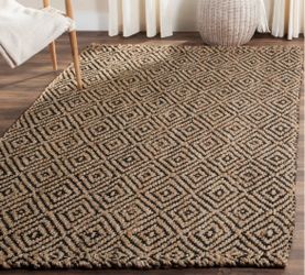 Natural Jute Area Rug with Diamond Pattern