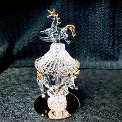 Elegant Gold Trim Glass Carousel Glass Art