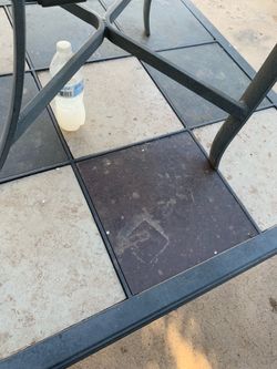 Tile and Metal outdoor patio furniture set three piece