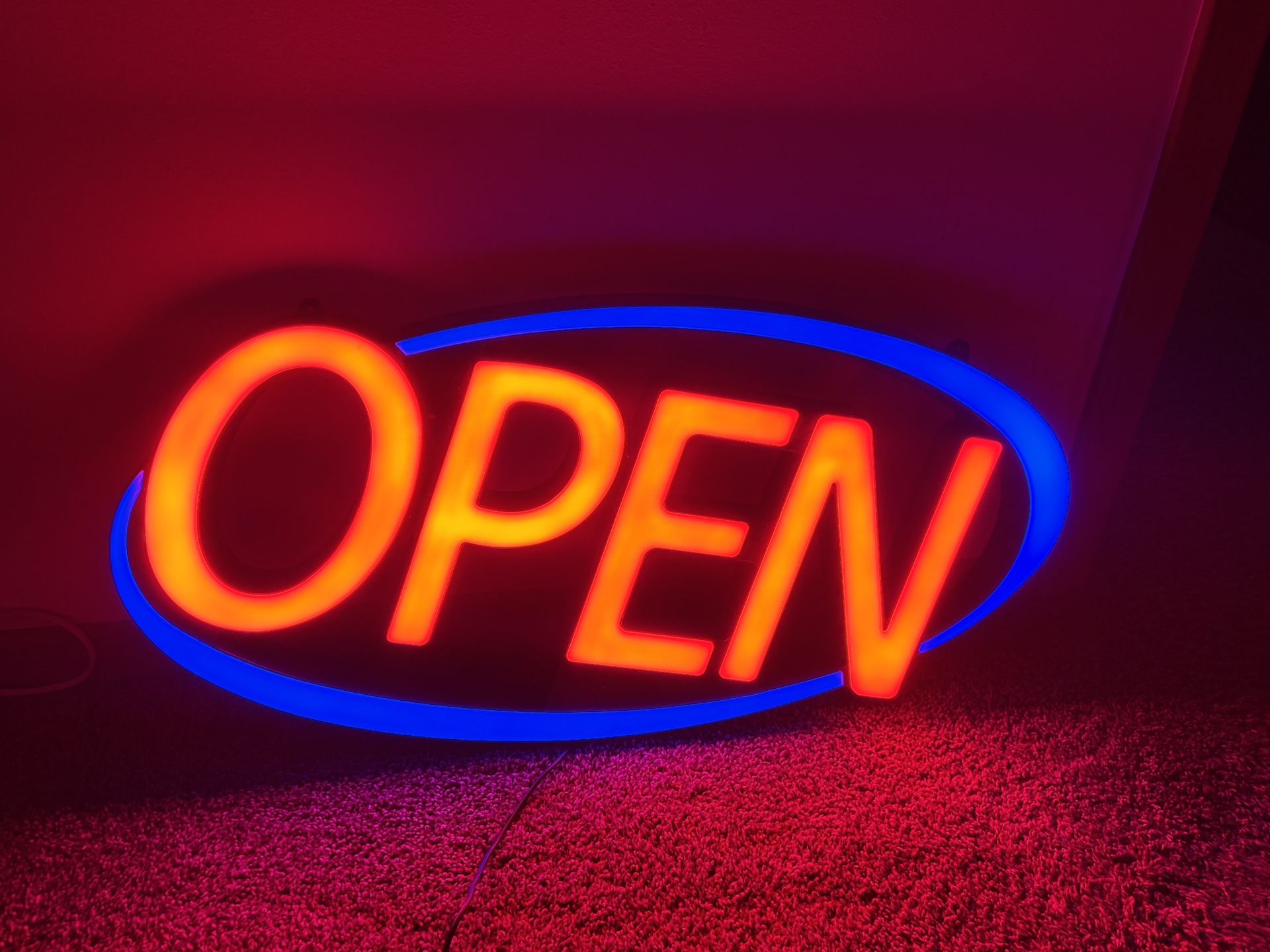 VPC Image Solutions LED Open Sign, Red and Blue
