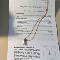 Angara 14K Rose Gold Opal Teardrop Pendant Necklace with Diamond