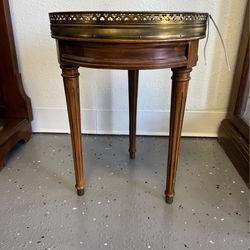 Vintage French Petite small table w marble Top enclosed