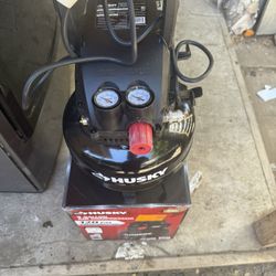 3 Gal. 120 PSI Portable Electric Oil-Free Light Duty Pancake Air Compressor with Fold Down Handle and 1-Quick Coupler by Husky