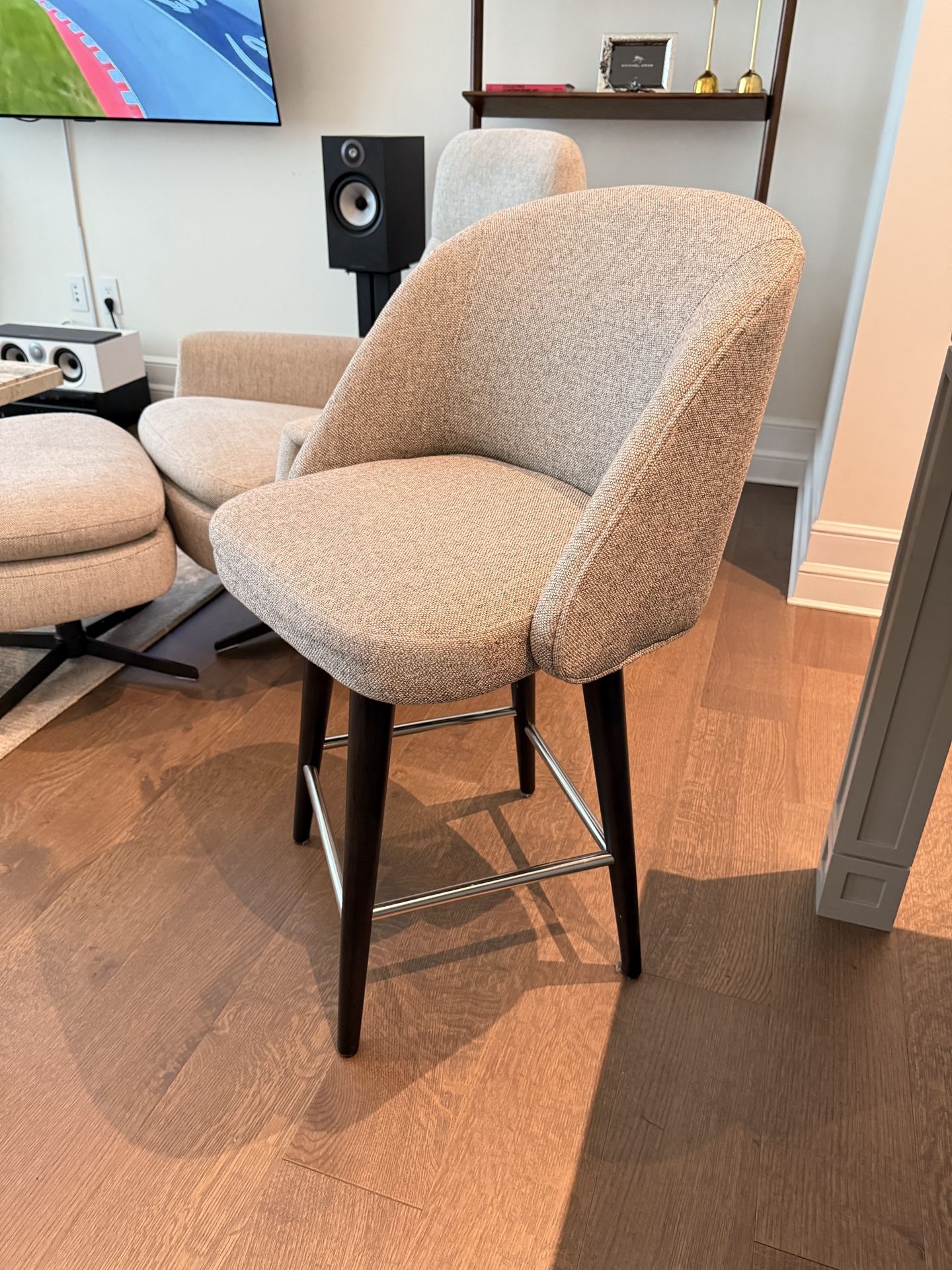 Room & Board Cora Swivel Counter Stools - Set of 3 - Summer Ivory Fabric