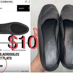 Aerosoles Women's Flats/ loafer Size 9 1/2 Black Leather very comfortable in great condition