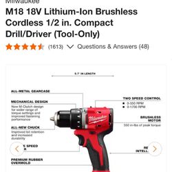 18v Lithium-ion Brushless Cordless Compact Drill/Driver