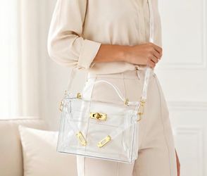 Clear PVC Structured Handbag with Gold Hardware