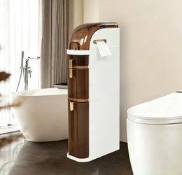 3-Tier Slim Bathroom Storage Cabinet, Narrow Rolling Storage Cart with Wheels