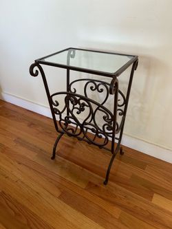 Magazine rod, iron glass end table