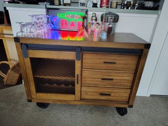 Rustic Barn Door Rolling Bar Cart - Cabinet Only or Fully Loaded Bundle!