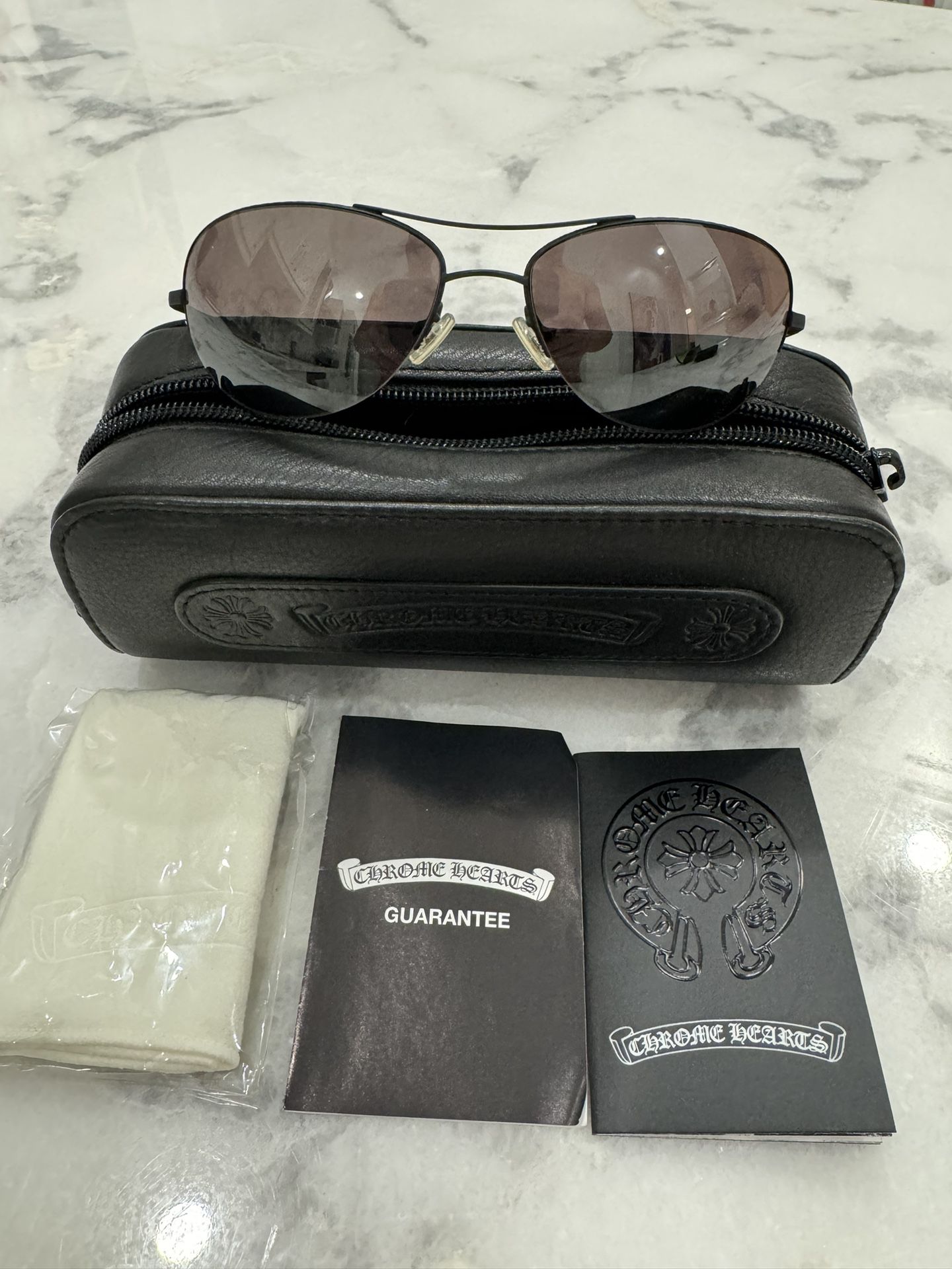 Chrome Hearts Wood Temples Cross Sunglasses 6.5cm x 3.7cm Lens 14.5cm Frame Men - Excellent Condition - Originally $2400.   Asking $1595