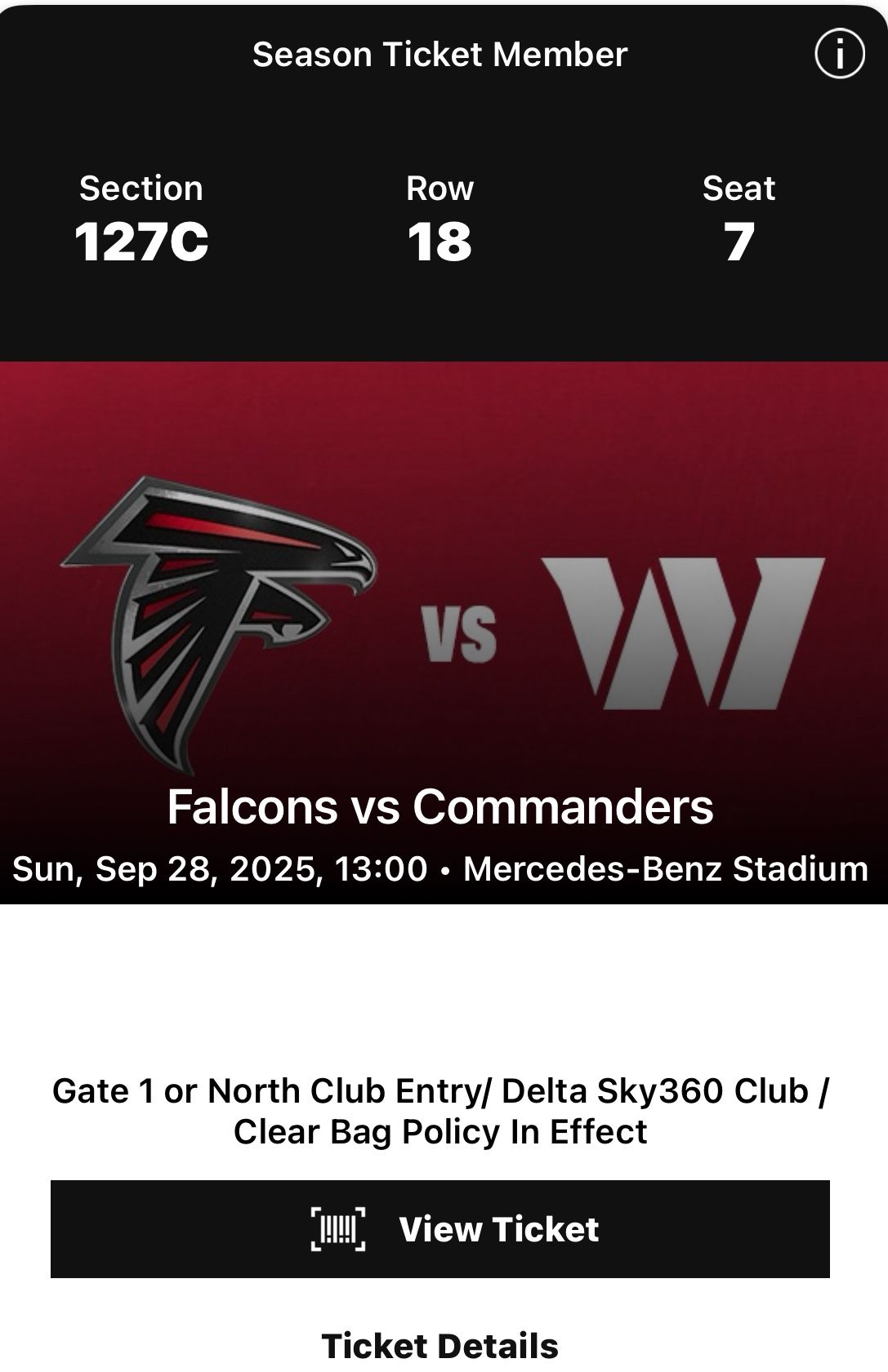 Falcons Vs. Washington D.C Game Delta Club Level
