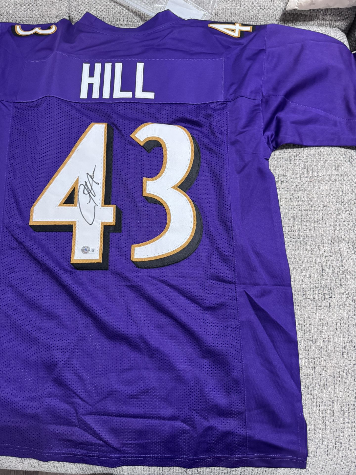 Justice Hill Signed Autograph Custom Jersey - Beckett Coa - Baltimore Ravens