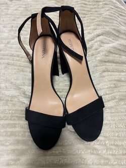 Merona Black Suede Block Heel Sandals