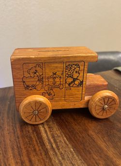 Vintage Toystalgia Wooden Toy Car Coin Bank
