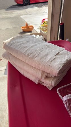 Cream Textured Fabric Curtain Panels