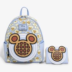 Loungefly Disney Mickey Mouse Breakfast Waffle Scented Mini Backpack + Wallet