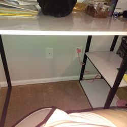 White Faux Marble Desk 