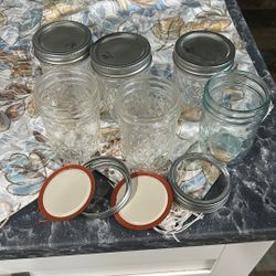 Small Mason Jars $5 For 6 Jars. 4 Inches Tall 