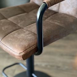 Adjustable Bar Chair Brown Suede