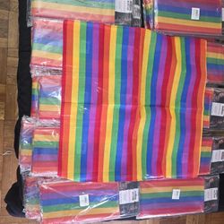 Ranbow bandana or handkerchief or headscarf 100% cotton
38 packs, each pack has 12 single bandana 
Size 21.5x21.5 inches