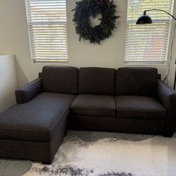 Crate & Barrel Axis 2-Piece Sectional Sofa with Chaise & Storage Ottoman — 89”