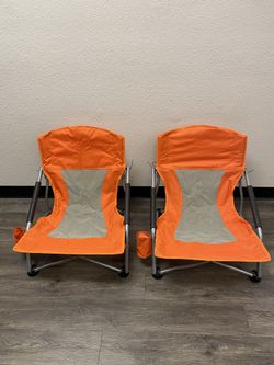 2 Folding Camping Chairs with Carry Bag - Orange - $55 Pair