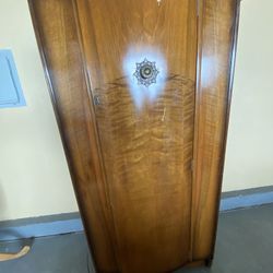 Antique Wardrobe And Full Mirror 