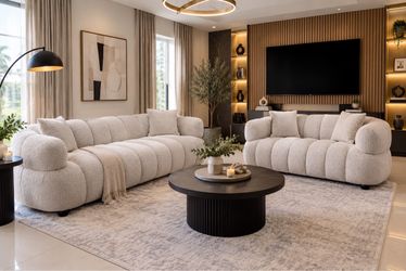 Cream Boucle Sofa Set – 2 Piece