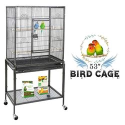  53-Inch Bird Cage with Stand Made From Wrought Iron
