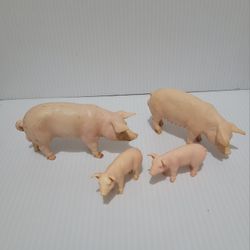 Schleich Vintage Family of Adult Pigs and Piglets, Set of 4 Farm Animals
