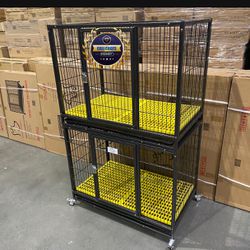Double Stacked Dog Pet Cage Kennel Size 37” Medium With Platsic Grid New In Box 📦 