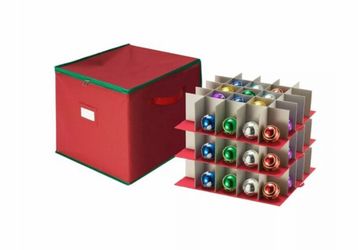 Christmas Ornament Storage Chest Holds 75 Balls w/Dividers Stackable 16”