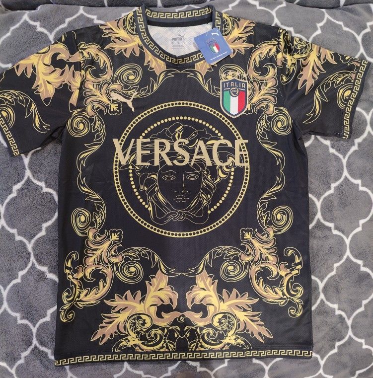 Italy Puma 2023 2024 Versace Soccer World Cup Jersey FIFA Medusa