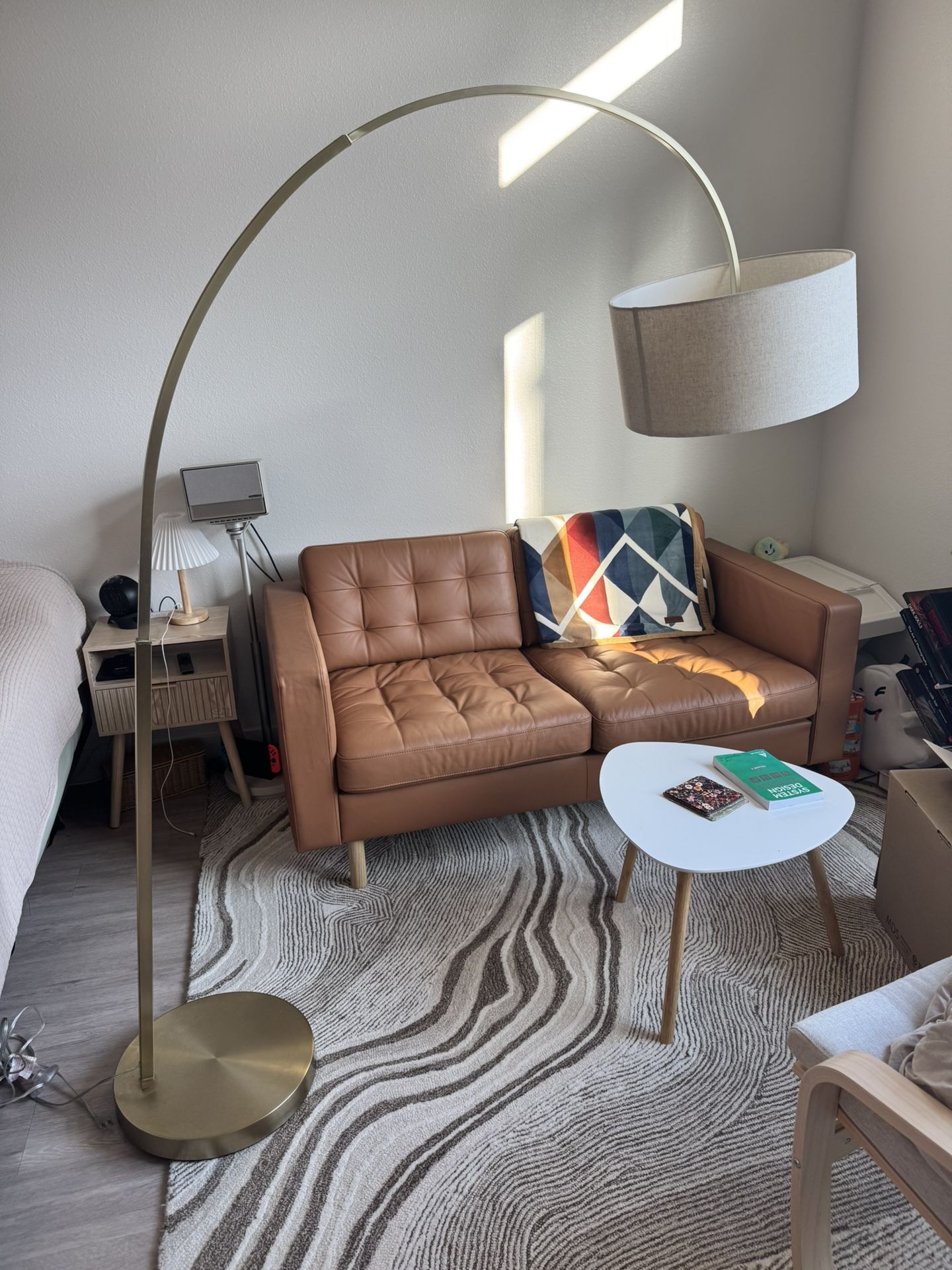 Brushed Gold Brass Arc Lamp