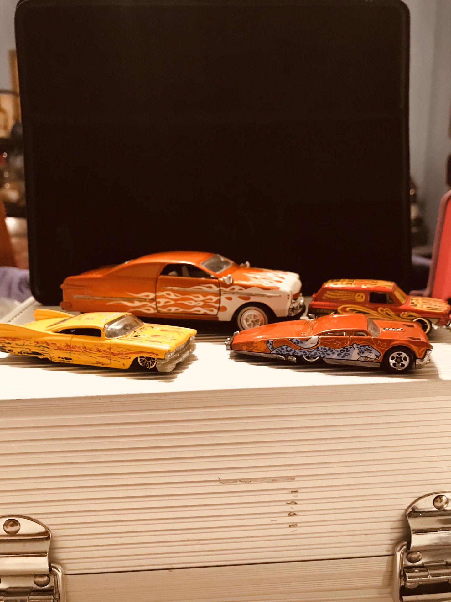 (3) Hot wheels and Ford custom street rod ( Price is for all) (3 1/64) and 1:38 Driver side door won’t stay closed