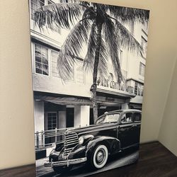 Classic Car Miami Beach By Philippe Huggonnard 22 x 32 Inch Photographic Print Canvas Wall Art