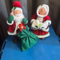 VINTAGE ANNALEE SANTA & MRS. CLAUS 19" CHRISTMAS DOLLS - 2006