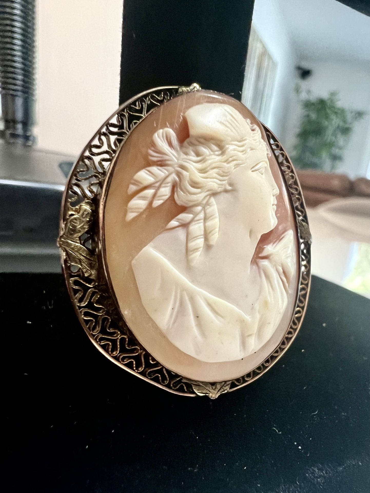 💎 1920’s Stunning 14k Gold Cameo Brooch/Pendant