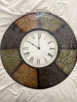 Large Round Decorative Metal Wall Clock